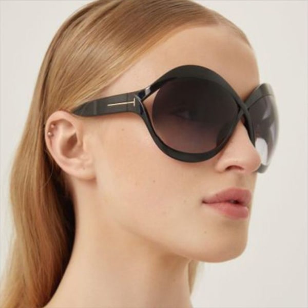 Kvinnor Cat Eye Solglasögon Oversized ihålig ram Black Gradient Solglasögon C2