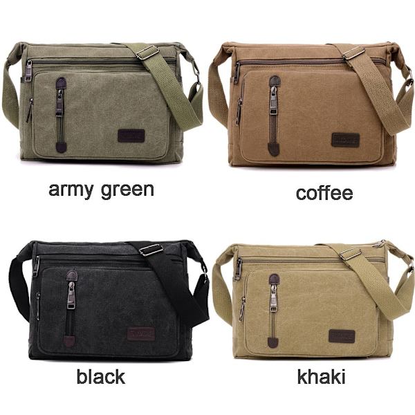 Canvasväska för män Resa Fotvandring Cross Body axelväska army green