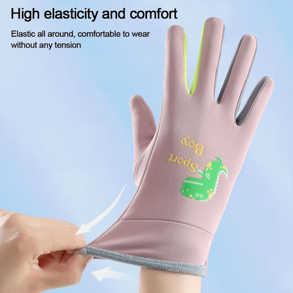 Barn Cartoon Full Finger Handskar Nattljus Vindtäta Skidhandskar light gray L