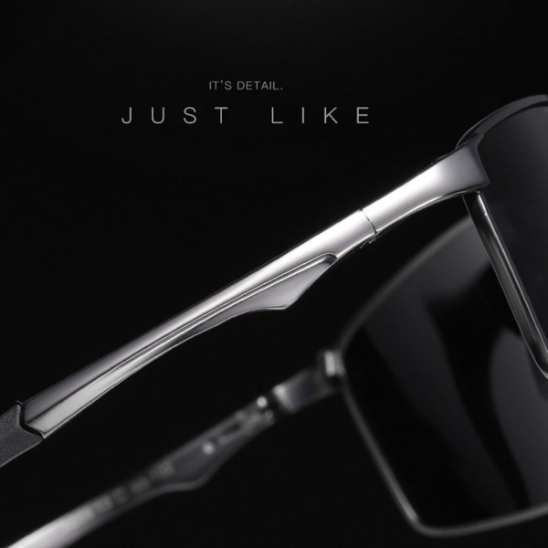 Män polariserade solglasögon rektangulära fotokromatiska solglasögon körglasögon Black-Silver