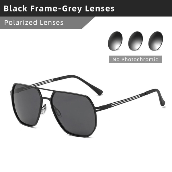 Metal Shades Polarized Solglasögon för bilkörning Cykling Vandring Fiske Black Frame-Grey Lenses