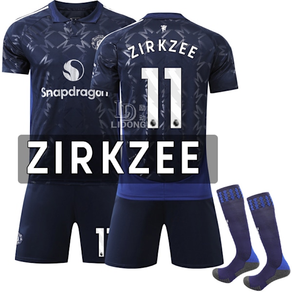 2024-2025 Manchester United Bortalag Barn Fotbollströja Kit Nr.11 ZIRKZEE 18