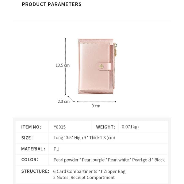 Mini Plånböcker i Läder Slim Hasp Plånbok Multi-Kortshållare Mynt Kort Plånböcker pink