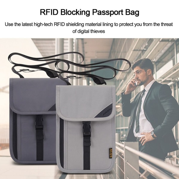 RFID Pass ID-väska Resor Liten biljettmyntväska Dragkedja black