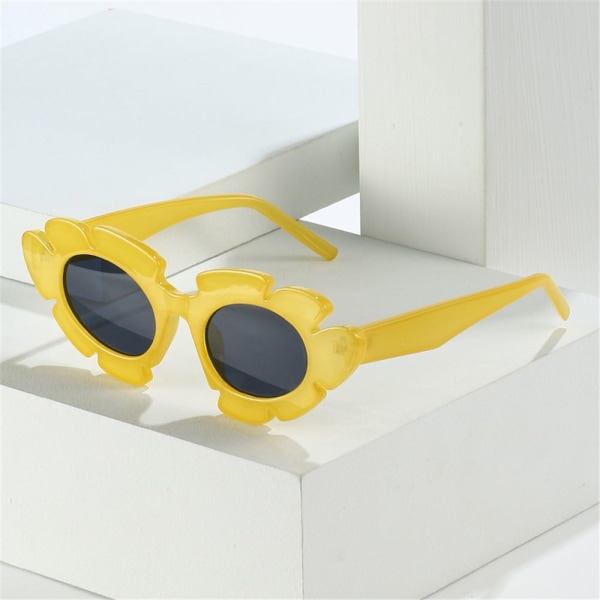 Retro Cat Eye Solglasögon Mode Blomma Solglasögon Yellow
