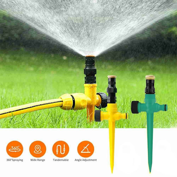 360° roterande gräsmatta Ground Insert Automatisk sprinklervattensprinkler yellow