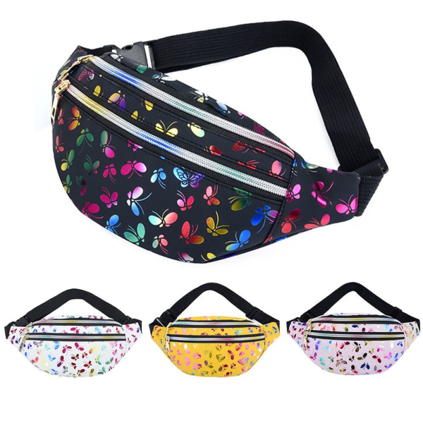 Printed midjeväska Fanny Pack Travel Mobiltelefonväska black