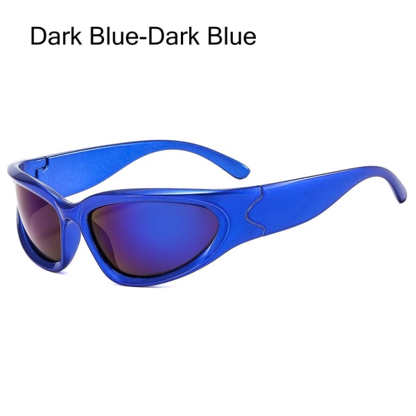 Y2K Wrap Around Solglasögon Vintage Punk Goggle Glasögon Dark Blue-Dark Blue