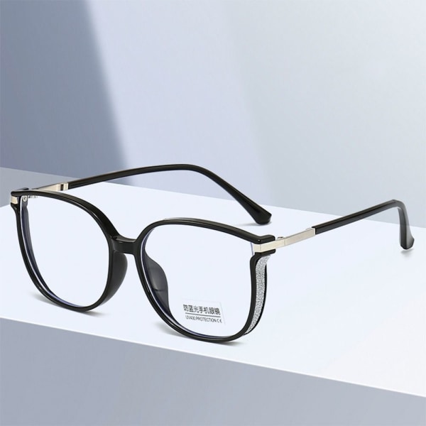 Anti-blått ljus läsglasögon för kvinnor Bling överdimensionerad båge Presbyopia glasögon Brown