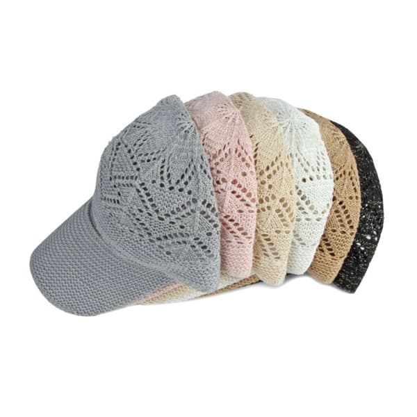 Sommarbasebollkeps Ihåliga Stickade Kepsar Nätmössor Bone Gorras Justerbar Solhatt Pink