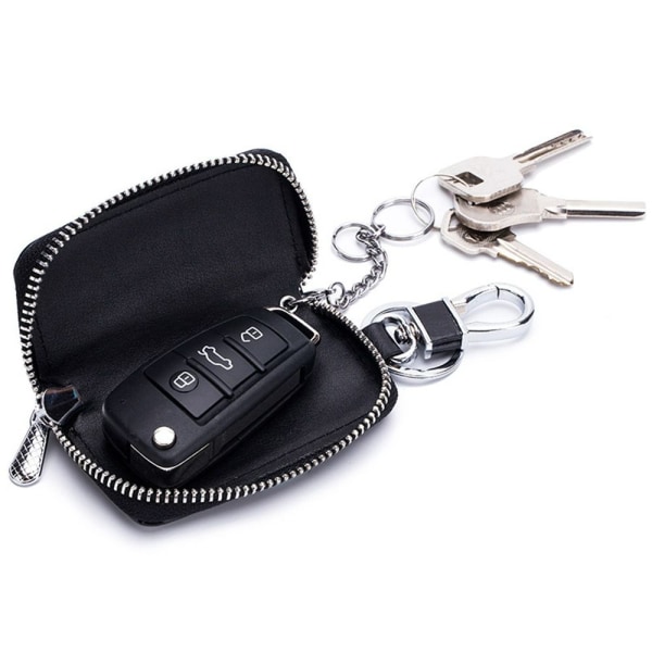 Universal case med nyckelring Metallkrok Dragkedja Nycklar Case Wine Red