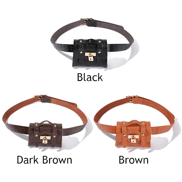 Crocodile Print Mini Midjeväska Dam Small Crossbody Bag Brown