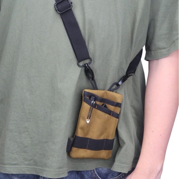 Outdoor Survival Kit förvaringsväska Bärbar hopfällbar hängande midjeväska Khaki with strap