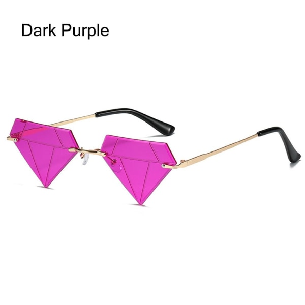 Triangel diamantformade solglasögon Vintage båglösa solglasögon Dark Purple