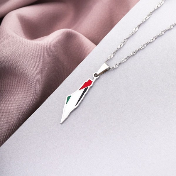 2PACK Palestine hänge Kedja Halsband Kedja Halsband Choker (Guld+silver)