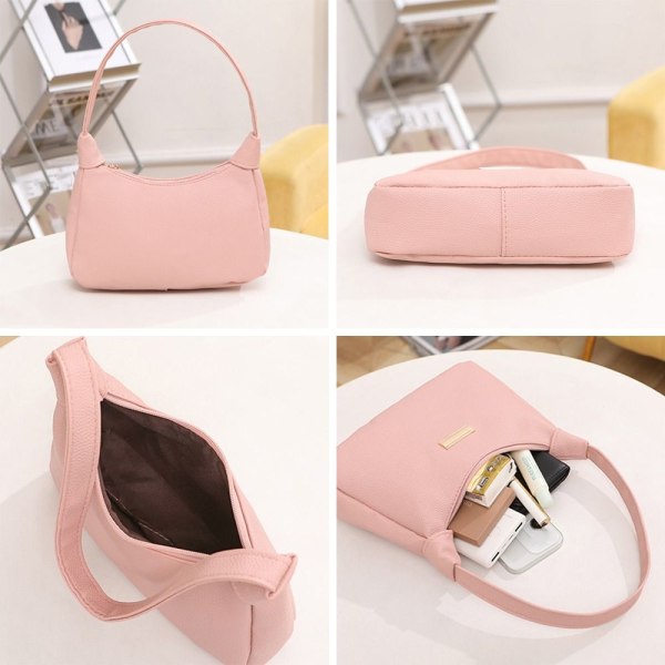 PU Läder Sling Bag Dam Axelväska Kvinna Underarm Väska Pink