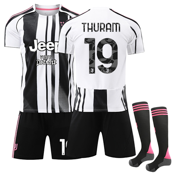 2025-2026 Juventus FC Hjemme Børne Voksen Ny Fodboldtrøje Nr. 19 THURAM M