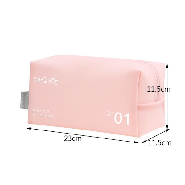 Sminkväska i PVC-läder Dragkedja Vattentät Toalettväska Resekosmetik Organizer Pink