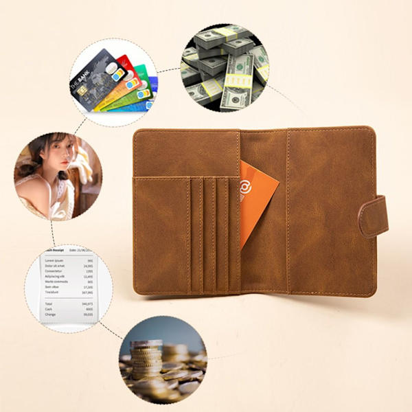RFID-läderpassväska Flerfunktionsdokumentpaket Bärbar resekorthållare brown
