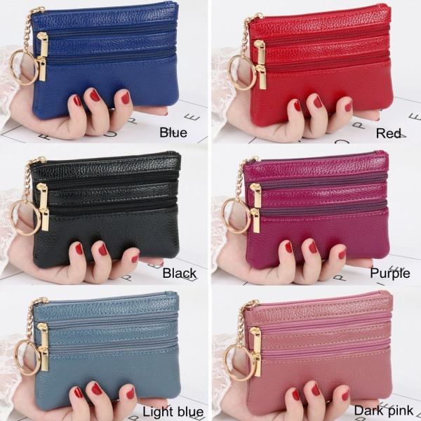 Kvinnor Plånbok Clutch Zip Kort Liten myntväska Mjuk Mini Korthållare Plånbok Pengar Väska Dark pink