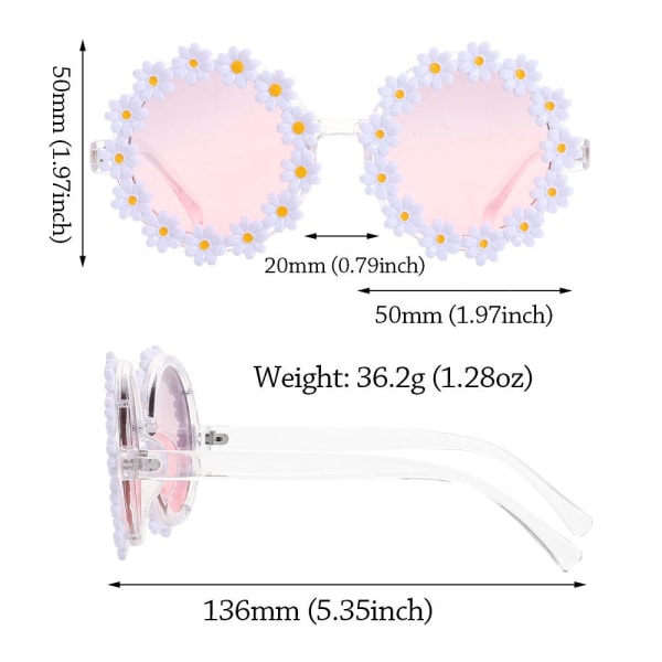 Daisy Solglasögon Kvinnor Blomma Runda Solglasögon Moderoman Disco Festival Party Shades Gradient Gray