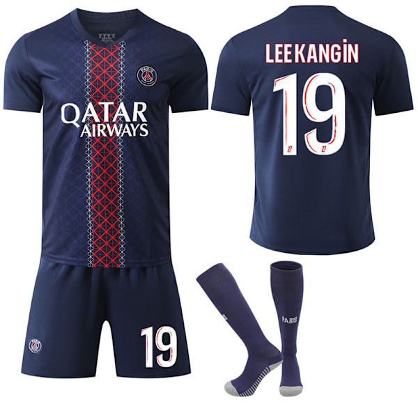 2025-2026 Paris Saint-Germain Hemmaställ Barn Vuxen Fotbollströja med Strumpor No.19 LEEKANGIN 20