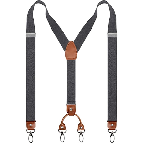 Suspender Y Back Justerbar Skjorta Byxremmar Clip A10 Gray