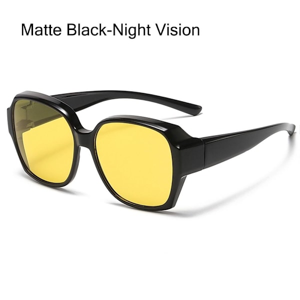 Polariserad passform över glasögon Solglasögon UV-skydd Bärs över receptbelagda glasögon Matte Black-Night Vision