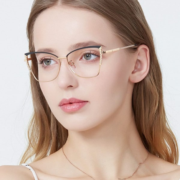 Anti-blått ljus Kvinnor Cat Eye Glasögon Ram Optiska glasögon Ramar Klara glasögon Blue