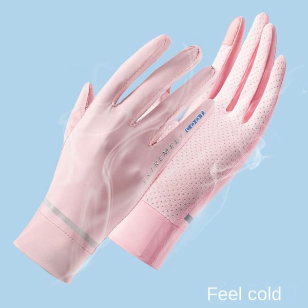 Anti-UV Solskydd Ice Silk Handskar Körhandskar för kvinnor pink