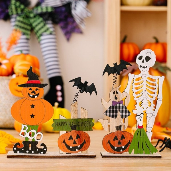 Halloween träprydnad Trick or Treat skrivbordsdekorationer 6