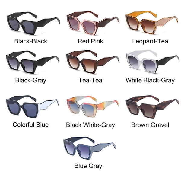 Dam Cat Eye Solglasögon Square Retro Irregular Shades UV400 Glasögon Leopard-Tea