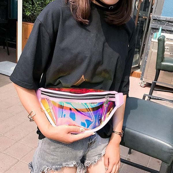 Dammode bälte ryggväska Vattentät Transparent midjepaket black