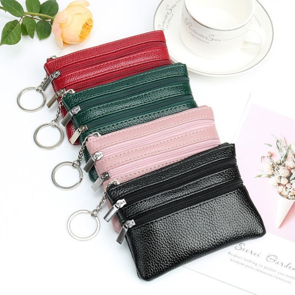 Kvinnor Plånbok Clutch Zip Kort Liten myntväska Mjuk Mini Korthållare Plånbok Pengar Väska Black