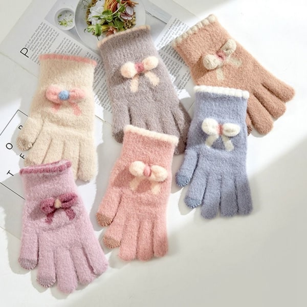 Kvinnor Män Vinter Tjocka Handskar Håll Varm Plysch Furry Full Finger Vantar purple