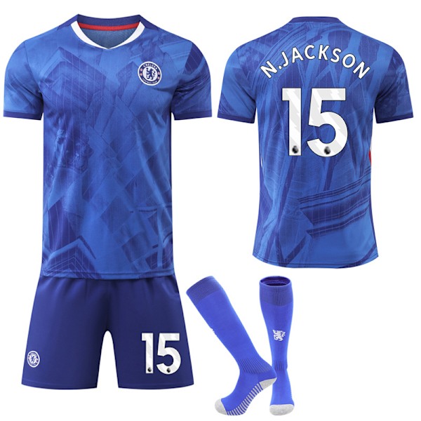 2025-2026 Chelsea Hjemmebanetrøje Fodbold Sæt Børn Voksen Fodboldudstyr No.15 N.JACKSON XL