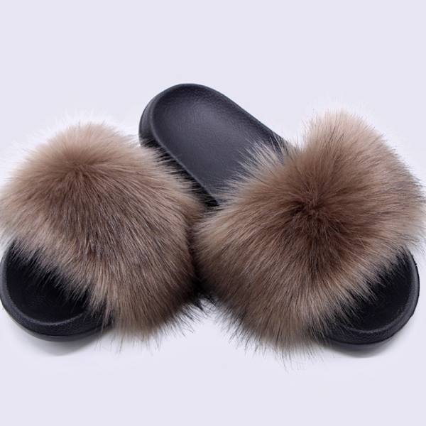Dam plysch tofflor Flip Flops strandsandaler black white EU41