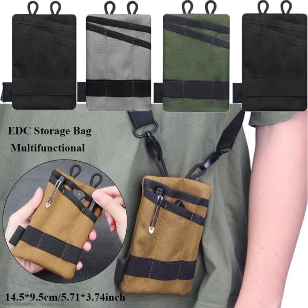 Outdoor Survival Kit förvaringsväska Bärbar hopfällbar hängande midjeväska Black with strap