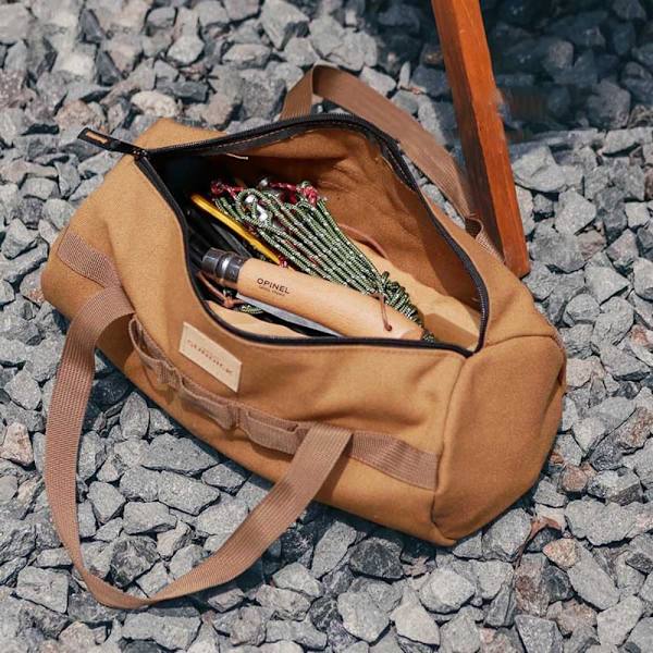 Utomhus Camping Vandring Förvaring Handväska Canvas Tält Stake Verktyg Tältpinne Organizer Bag Camel