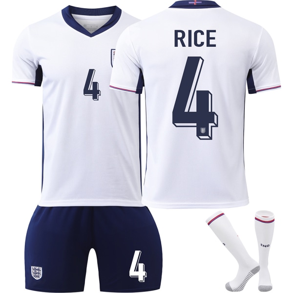 UEFA Euro 2024 England Hemma- och Bortalandslag Fotbollströja Nr 4 RICE Home XS