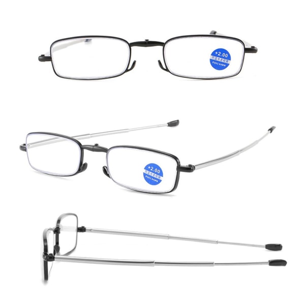 Unisex läsglasögon Ultralätt metallbåge med väska black Strength 200