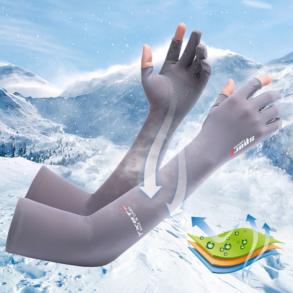 Femfingrar Ice Arm Sleeves Solskyddande armskydd grey