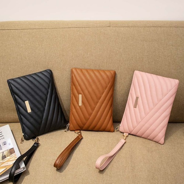 Kvinnor Läder Armbandsväska Shopping Reser liten handväska Clutch plånbok khaki