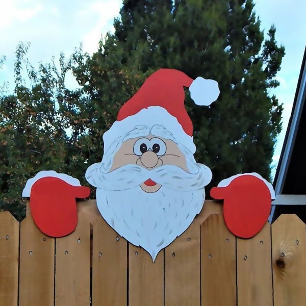 Jul staket dekoration Jultomten Snögubbe Ren Penguin Peeker Yard prydnader santa clause