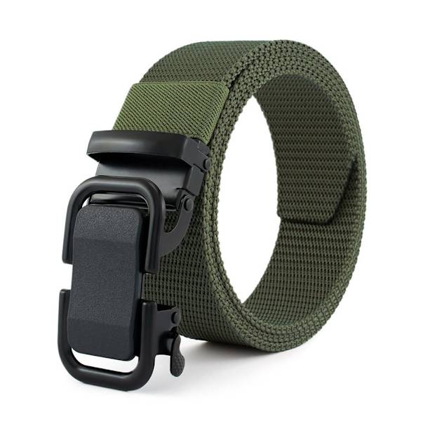 Herr Canvas midjebälte Automatiskt spänne Nylon Business Casual Wild Style Jeans Byxor Midjeband Army green