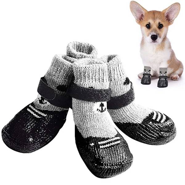 4-pack Höst & Vinter Hundskor & Strumpor Halksäkra Katt Regn Snö Stövlar Strumpor red M