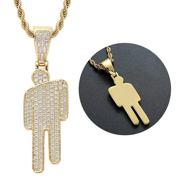 2-pack Hip Hop Twist Chain Halsband Tilted Head Halsband (Guld+Silver)
