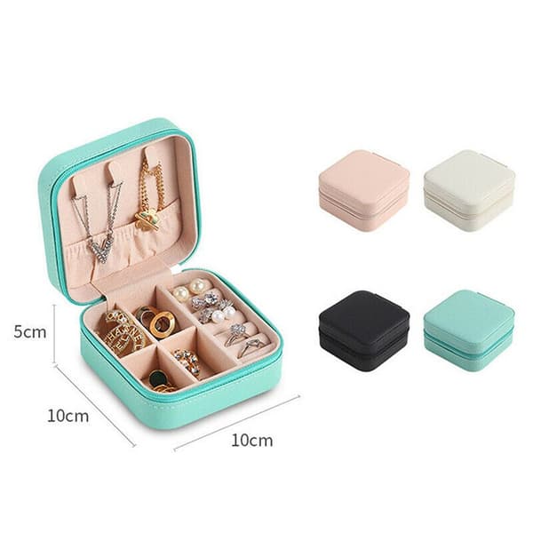 Liten Smyckeskrin Organizer Smyckesförvaringsfodral i Läder blue