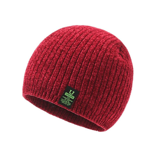Vinterstickade mössor för män Mjuk Stretchmuff Beanies Cap Varm Slouchy Beanie Hatt red