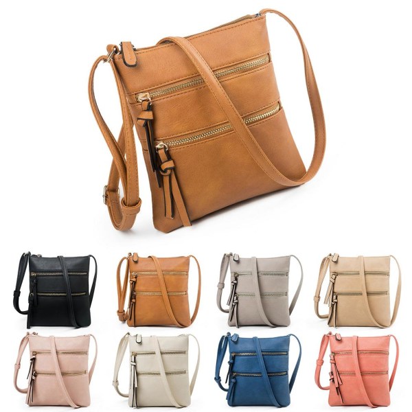 Kvinnor Crossbody Bag Multi Pocket Dragkedja Funktionell axelväska Black